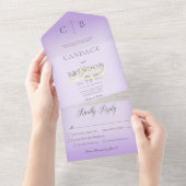 Weddenrennen Modern Lavender Dinner All In One Uitnodiging (Afscheurbaar)