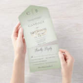 Weddenrennen Modern Sage Green Dinner All In One Uitnodiging (Afscheurbaar)