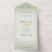 Weddenrennen Modern Sage Green Dinner All In One Uitnodiging (Binnen)