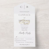 Weddenrennen Modern White Dinner All In One Uitnodiging (Binnen)