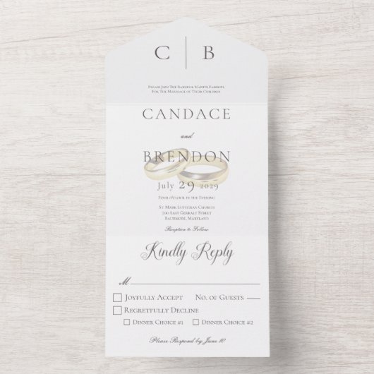 Weddenrennen Modern White Dinner All In One Uitnodiging (Binnen)