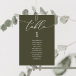 Weddenrennen, moderne gastkaart kaart<br><div class="desc">Bruiloft Diner Gast Zittafel Grafiek Kaart,  Modern Classy romantische kalligrafie Olive Green groen thema. Pas de tekst aan en/of verwijder en vul in met uw bruiloftsfeest bijpassende kleur.</div>