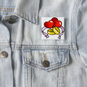 Weddenrennen onder hart vierkante button 5,1 cm (In situ)