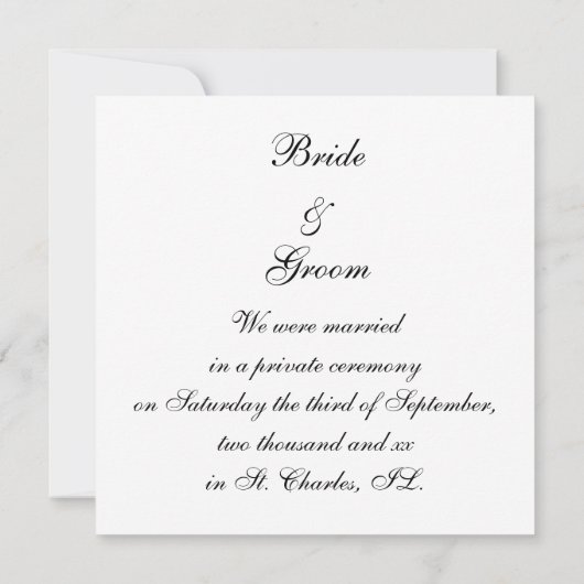 Weddenrennen op Grijs net getrouwd Aankondiging (Achterkant)