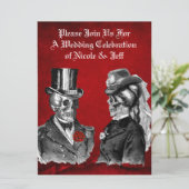 Weddenrennen schedel Couple Aangepaste uitnodiging (Staand voorkant)