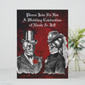 Weddenrennen schedel Couple Aangepaste uitnodiging (Staand voorkant)