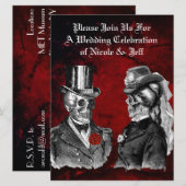 Weddenrennen schedel Couple Aangepaste uitnodiging (Voorkant / Achterkant)