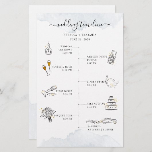 Weddenrenroute Moderne Icons-programmakaart Briefpapier (Voorkant / Achterkant)