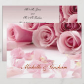 Weddenroze bloemen Populaire elegante uitnodiging (Voorkant / Achterkant)
