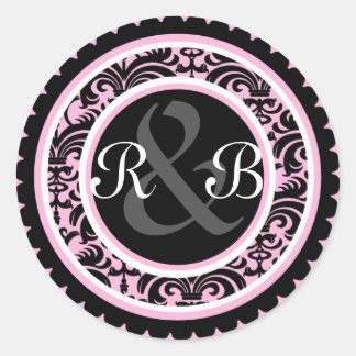 Weddenroze Damask Monogram Initiaal Sticker