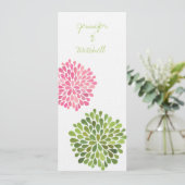 Weddenroze en groene bloemen uitnodiging (Staand voorkant)