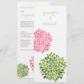 Weddenroze en groene bloemen uitnodiging (Voorkant / Achterkant)