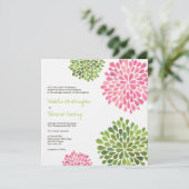 Weddenroze en groene bloemen uitnodiging (Staand voorkant)