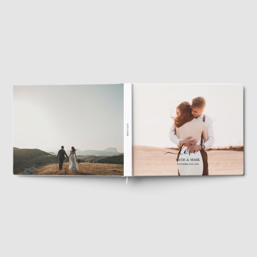 Weddenschap 2 Foto Memory Love Script Wedding Gastenboek (Volledig)