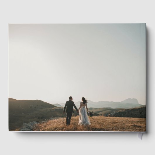 Weddenschap 2 Foto Memory Love Script Wedding Gastenboek (Achterkant)