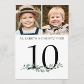 Weddenschap 2 Foto's Greenery Table Number 5x7 Sig Kaart (Voorkant)