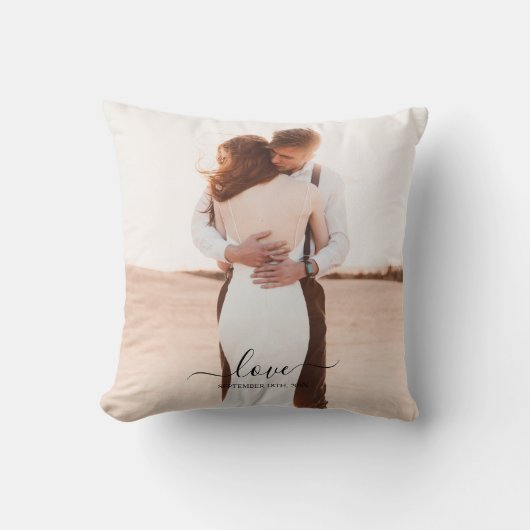 Weddenschap 2 Photo Memory Love Script Kussen (Voorkant)