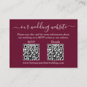 Weddenschap 2 QR RSVP Details Foto Burgundy Informatiekaartje (Voorkant)