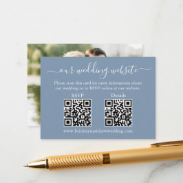 Weddenschap 2 QR RSVP - Details Foto Dusty Blue Informatiekaartje