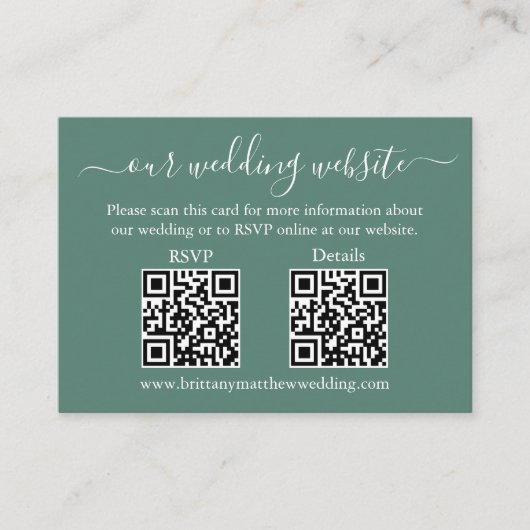 Weddenschap 2 QR RSVP Details Foto Eucalyptus Gree Informatiekaartje (Voorkant)