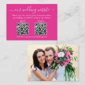 Weddenschap 2 QR RSVP Details Foto Hot Pink Informatiekaartje (Voorkant / Achterkant)