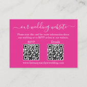 Weddenschap 2 QR RSVP Details Foto Hot Pink Informatiekaartje (Voorkant)