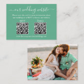 Weddenschap 2 QR RSVP Details Foto Neo Mint Green Informatiekaartje (Voorkant / Achterkant)