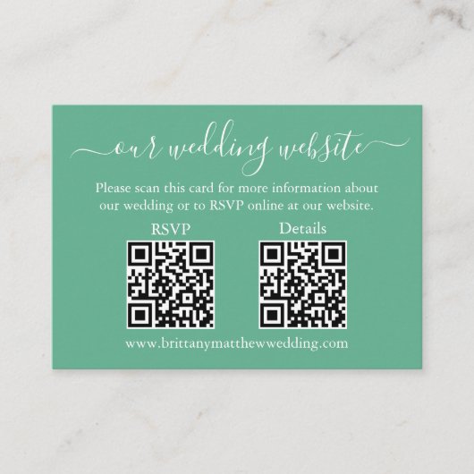 Weddenschap 2 QR RSVP Details Foto Neo Mint Green Informatiekaartje (Voorkant)