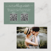 Weddenschap 2 QR RSVP - Details Foto Sage Green Informatiekaartje (Voorkant / Achterkant)