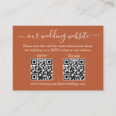 Weddenschap 2 QR RSVP Details Foto Terracotta Informatiekaartje (Voorkant)