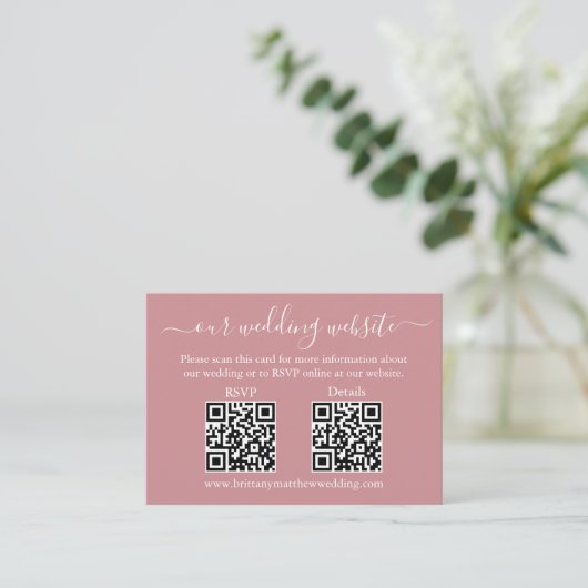 Weddenschap 2 QR RSVP - Details Roos met foto-usty Informatiekaartje (Staand voorkant)