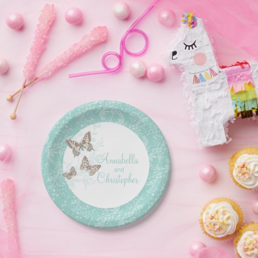 Weddenschap 3 inktvlinders blauwgroen witboek bord (Feest)