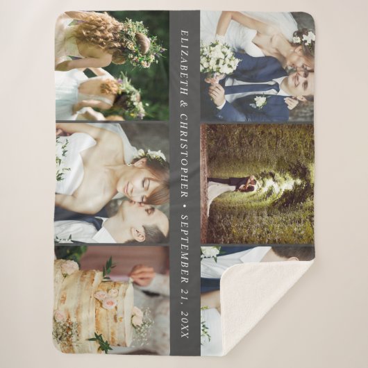 Weddenschap 6 Square Photo Collage Sherpa Deken (Voorkant)