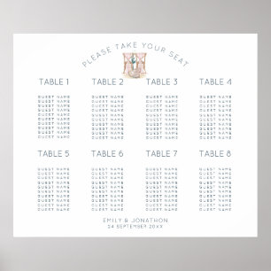 Weddenschap 8 Tabel 80 Square Seating Chart Poster