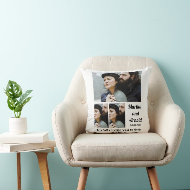 Weddenschap Aangepast 3 Foto collage Kussen (Stoel)