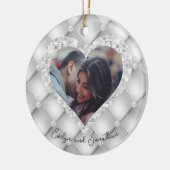 Weddenschap Aangepaste foto White & Silver Diamond Keramisch Ornament (Links)