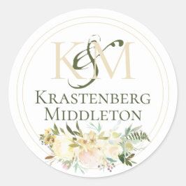 Weddenschap Aangepaste monogram Naam Witte crème Ronde Sticker