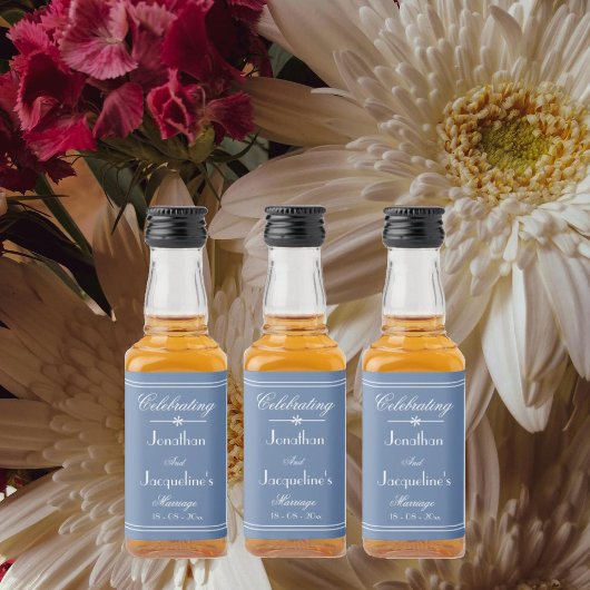 Weddenschap Aangepaste namen Dusty Blue Mini Likeurfles Etiket