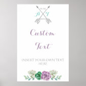 Weddenschap Aangepaste tekst, boranische bloem Poster (Voorkant)