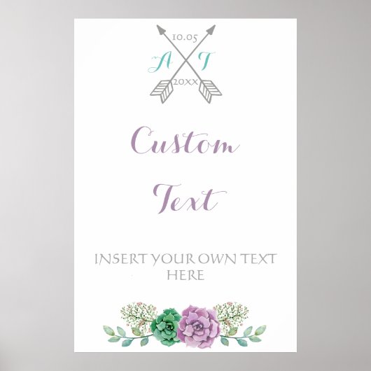 Weddenschap Aangepaste tekst, boranische bloem Poster (Voorkant)