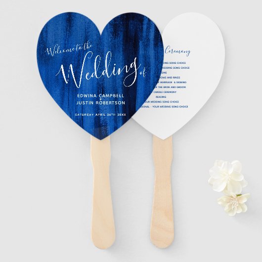 Weddenschap abstracte moderne kunst met blauw handwaaier (Voorkant en achterkant)