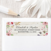 Weddenschap Adres Waterverf Roze Bloem Rustisch ho Etiket (Insitu)