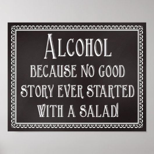 Weddenschap Alcohol No Good Story Starts w Salad Poster (Voorkant)