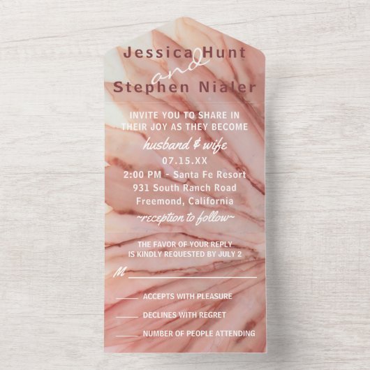 Weddenschap Alle N Eén Uitnodiging in Roze (Binnen)