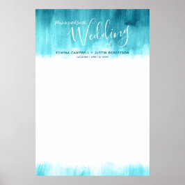Weddenschap aqua blauw groen abstract blanco tabel poster