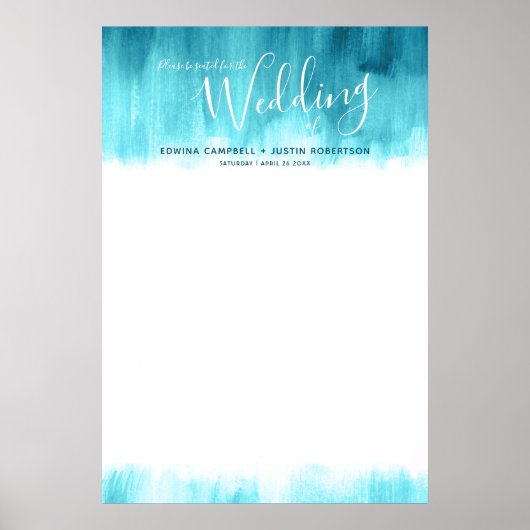 Weddenschap aqua blauw groen abstract blanco tabel poster (Voorkant)