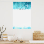 Weddenschap aqua blauw groen abstract blanco tabel poster (Keuken)