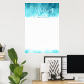 Weddenschap aqua blauw groen abstract blanco tabel poster (Thuiskantoor)