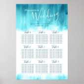 Weddenschap aqua blue green abstract table plan poster (Voorkant)