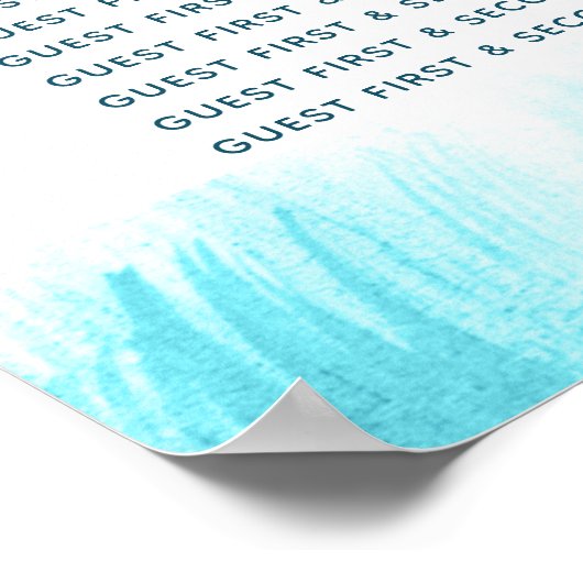 Weddenschap aqua blue green abstract table plan poster (Hoek)